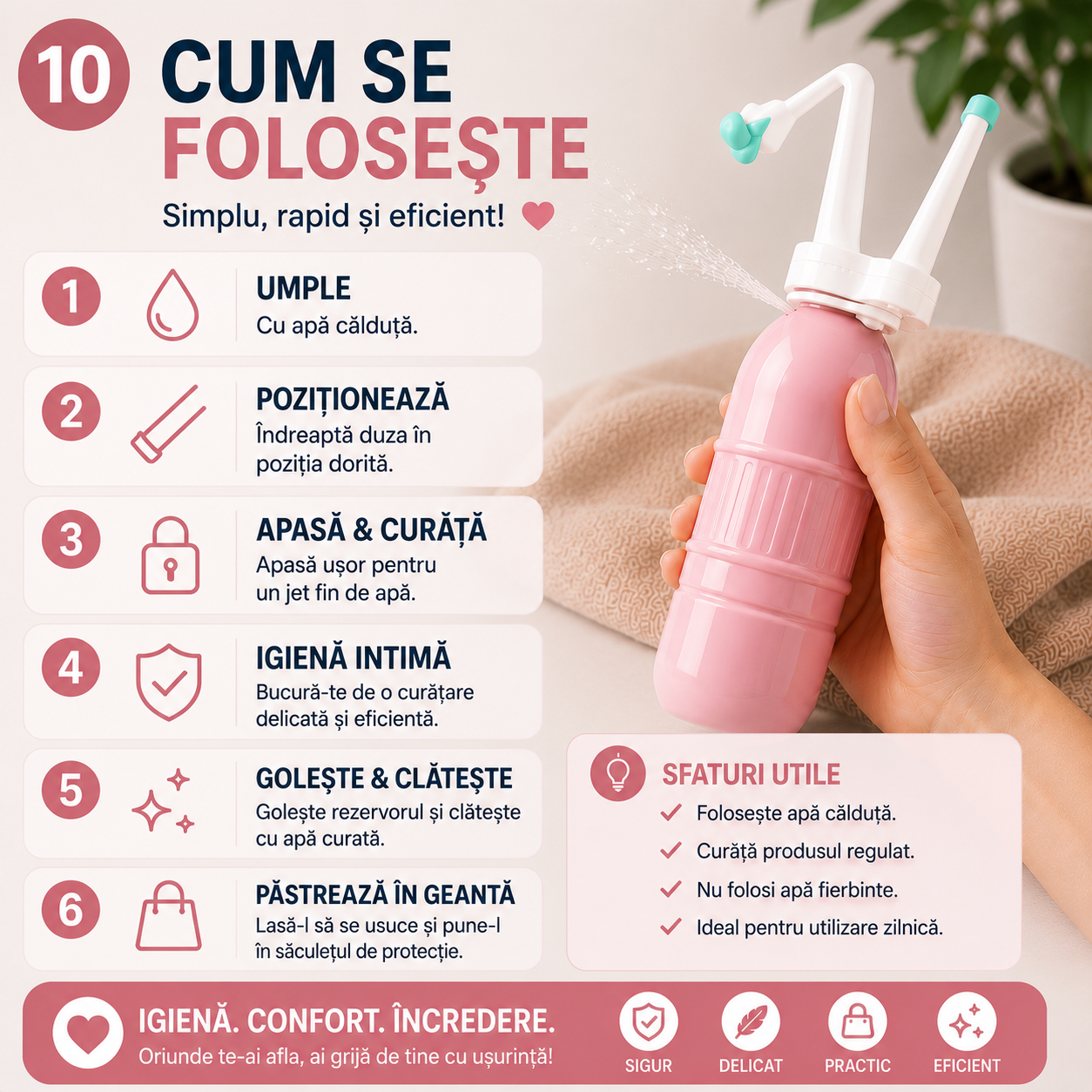 Bideu Portabil pentru Igienă și Prospețime