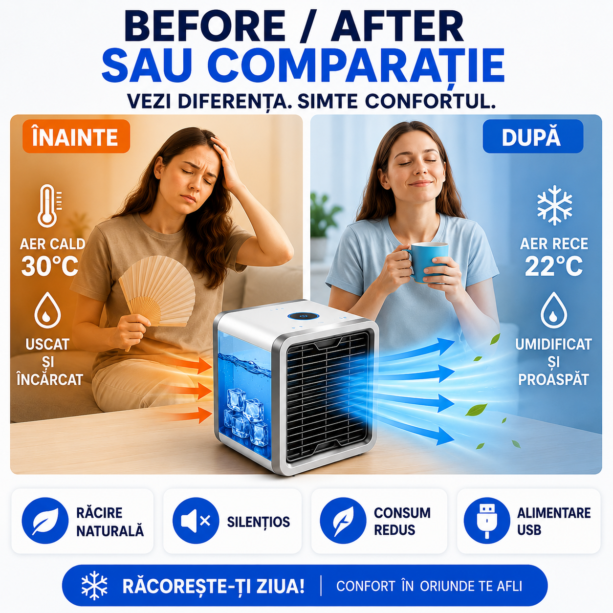 ArcticCube™ Mini Răcitor Personal cu Apă și Gheață