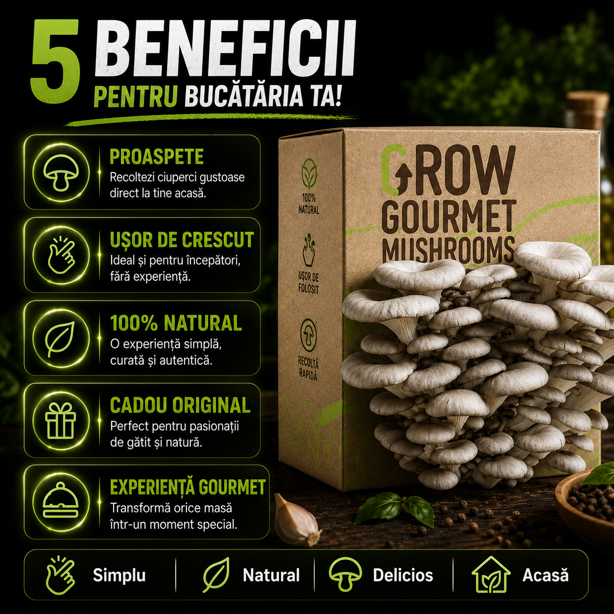Kit de Cultivare Ciuperci Pleurotus Acasă