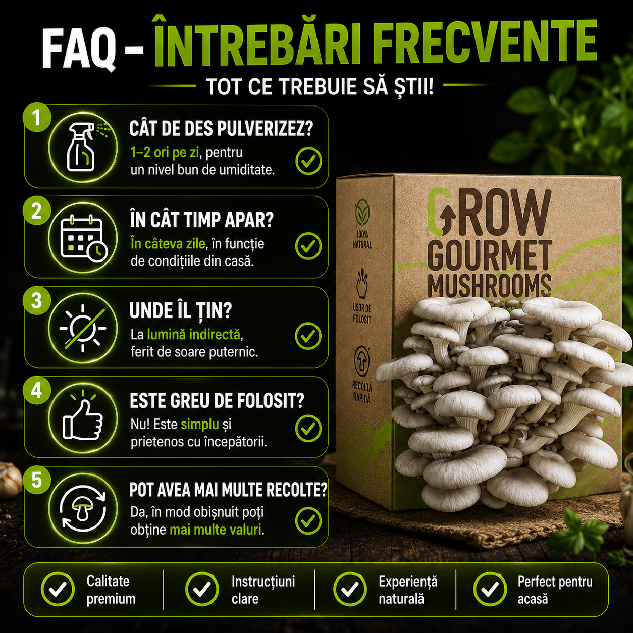 Kit de Cultivare Ciuperci Pleurotus Acasă