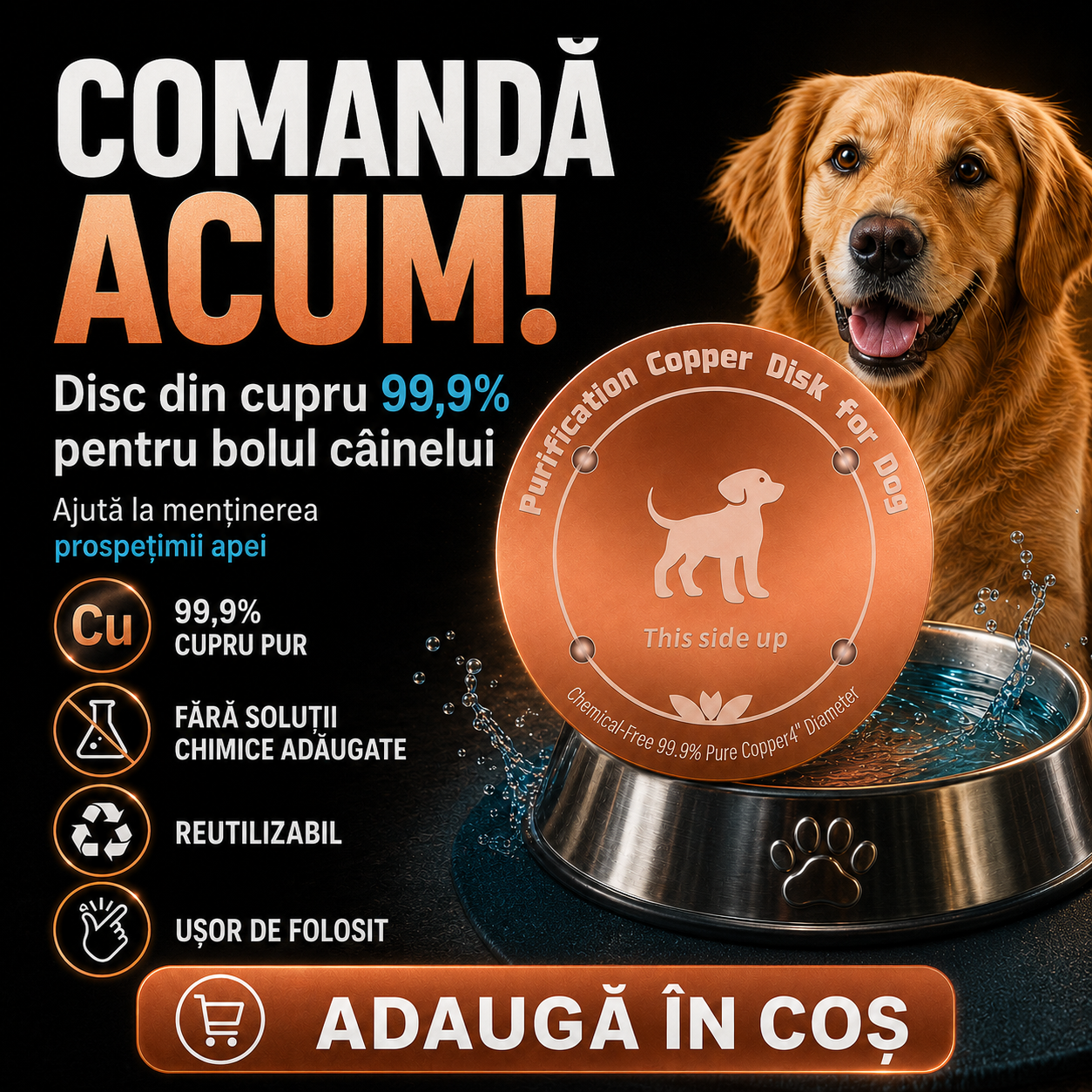 Disc din Cupru pentru Purificarea Apei Animalelor