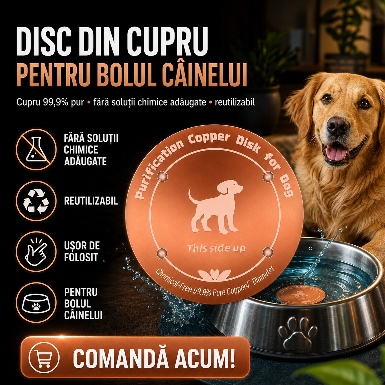 Disc din Cupru pentru Purificarea Apei Animalelor