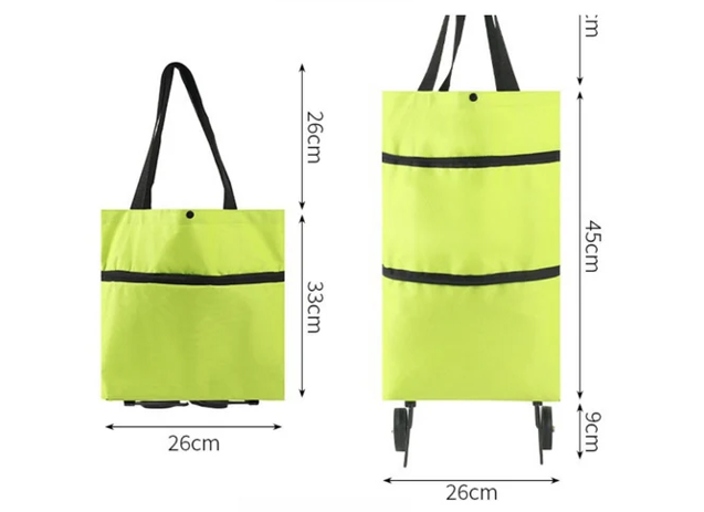 Sklápacia Nákupná Taška s Kolieskami, Opakovane Použiteľná