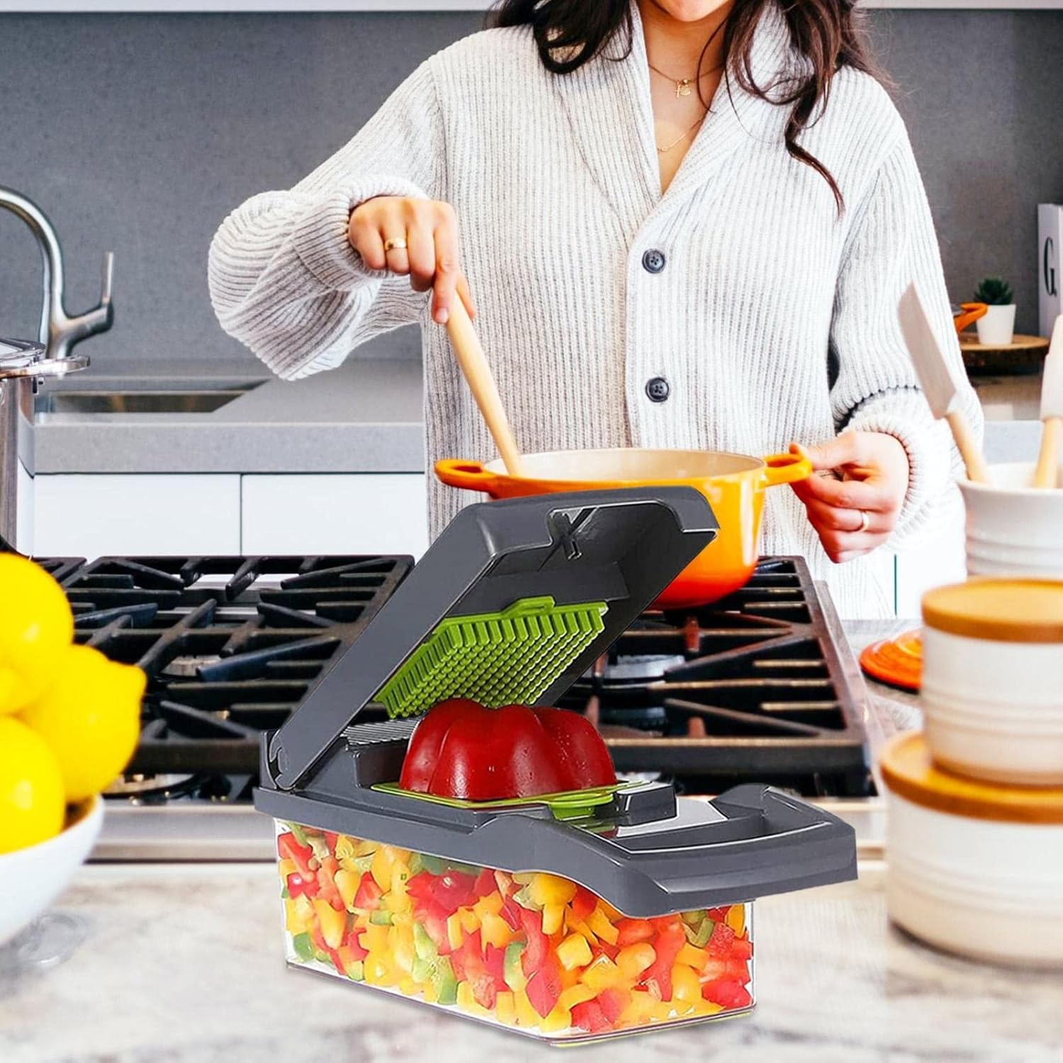 Multifunkčná Strúhadlo Na Zeleninu A Ovocie, Nerezové Čepele 🥕🥒🍎