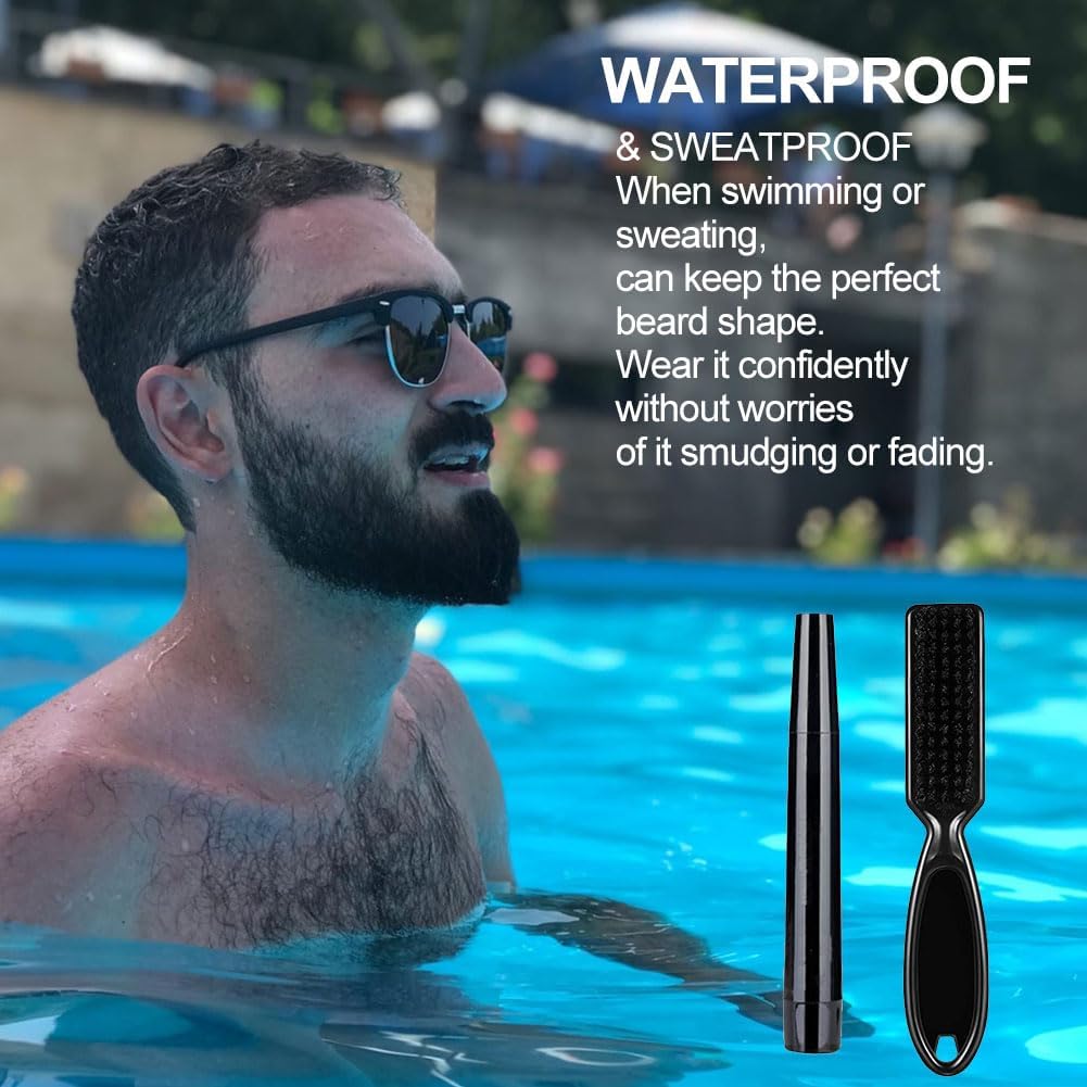 Súprava na bradu: ceruzka + kefka, vyplnenie medzier, odolná voči vode