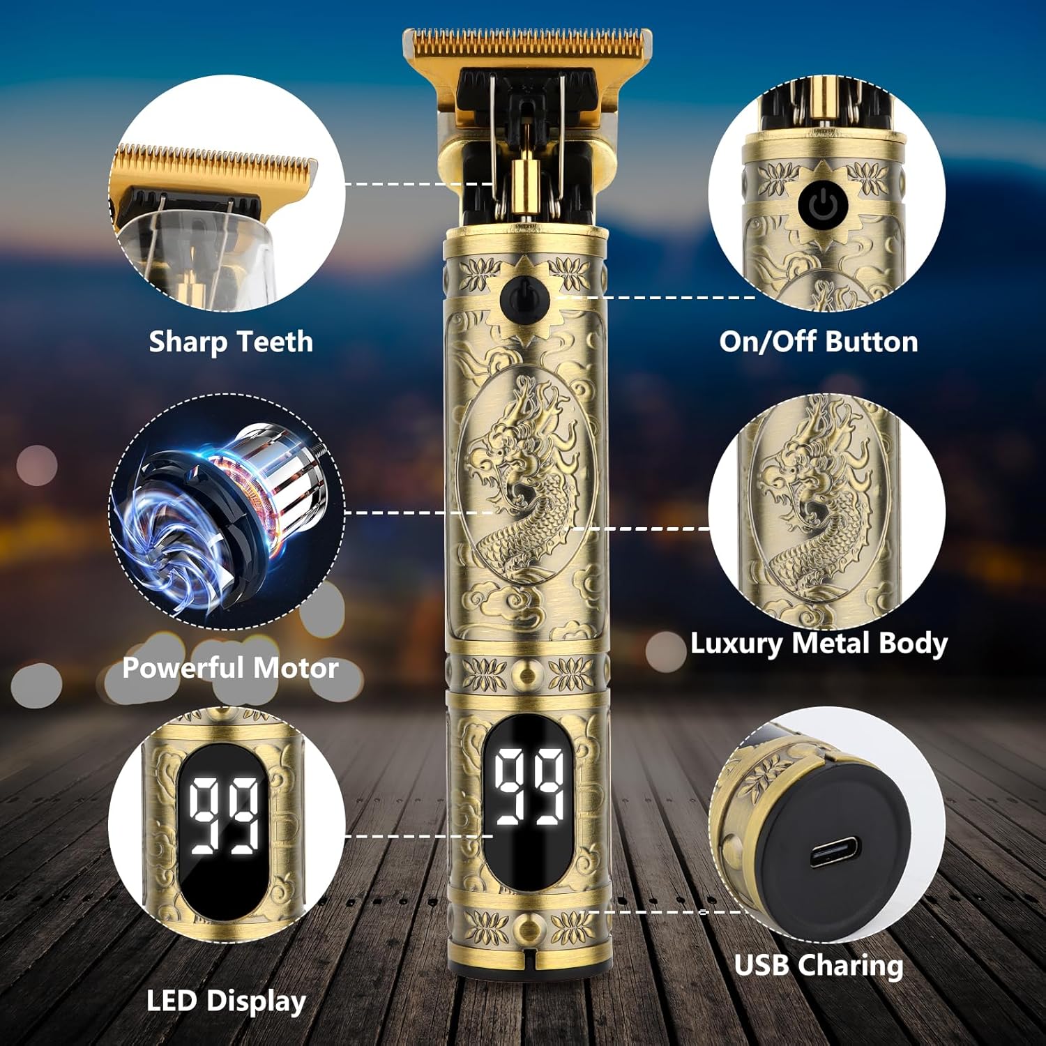 Profesionálny vintage strojček na strihanie vlasov T9